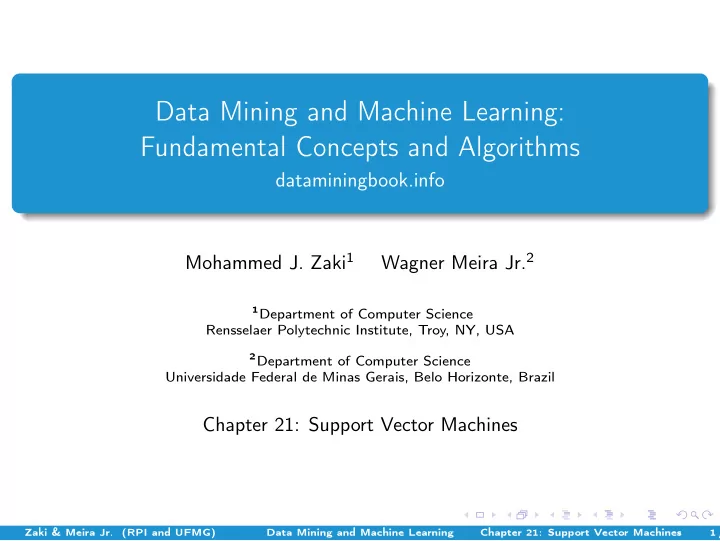 data mining and machine learning fundamental concepts and