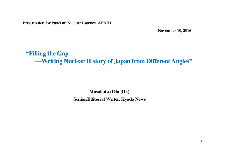filling the gap writing nuclear history of japan from
