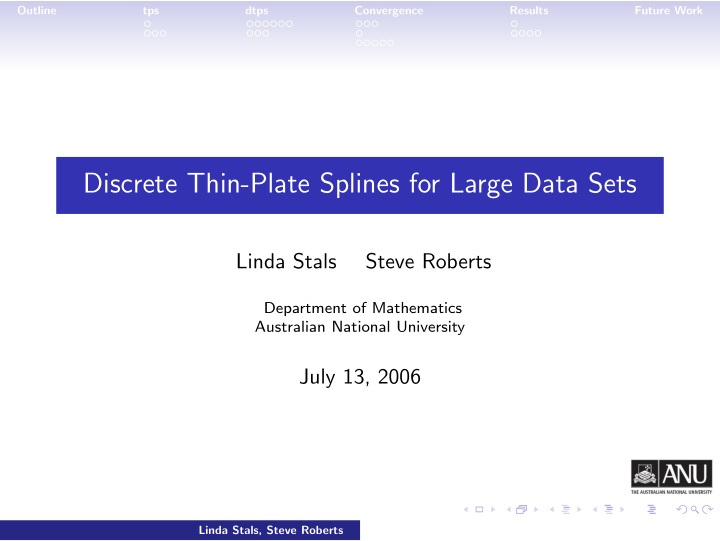 discrete thin plate splines for large data sets