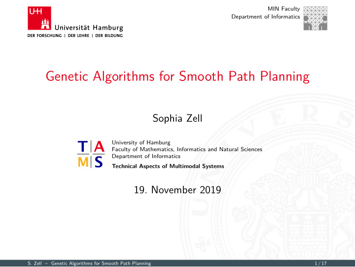 genetic algorithms for smooth path planning