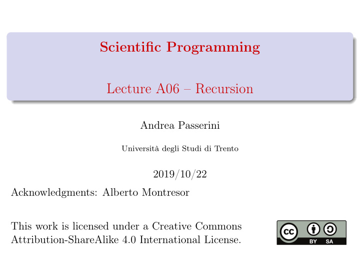 scientific programming lecture a06 recursion