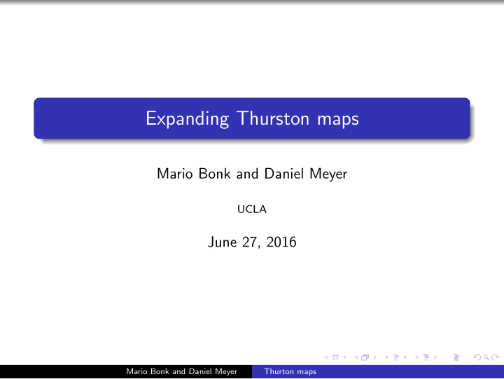 expanding thurston maps