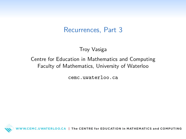 recurrences part 3