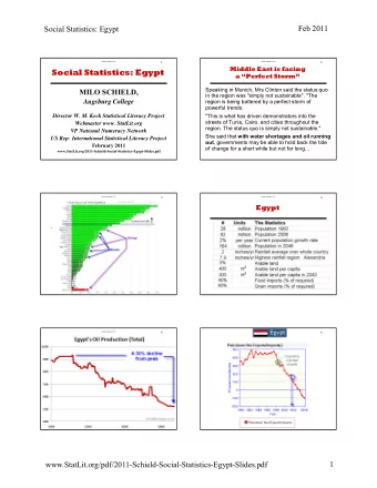 Social Statistics: Egypt  a Perfect Storm  Speaking in Munich, Mrs Clinton said the status