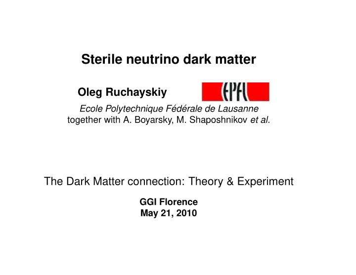 sterile neutrino dark matter