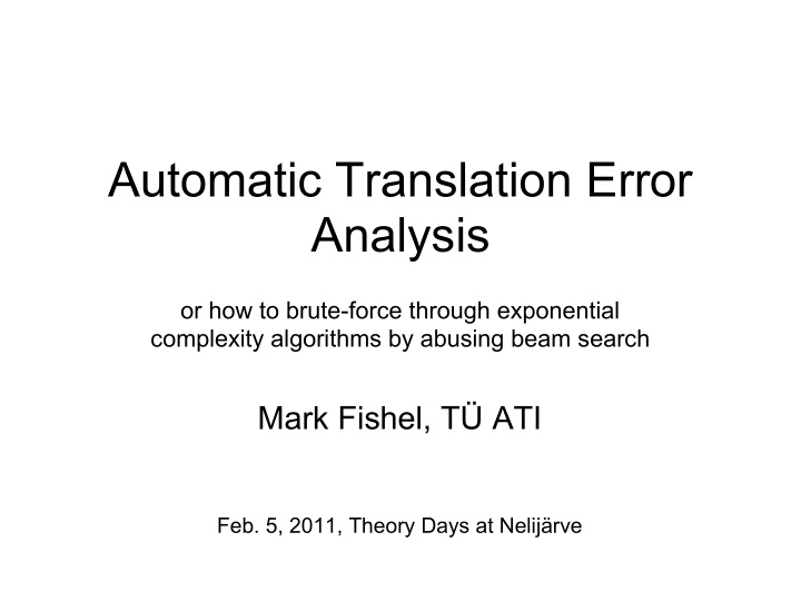 automatic translation error analysis