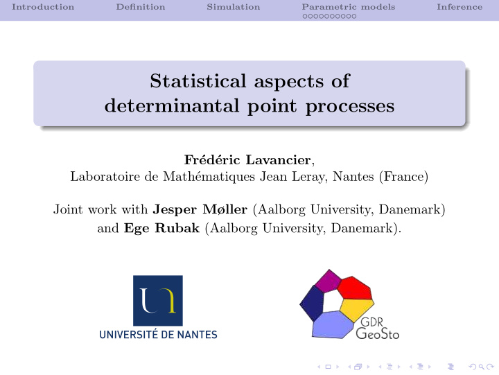 statistical aspects of determinantal point processes