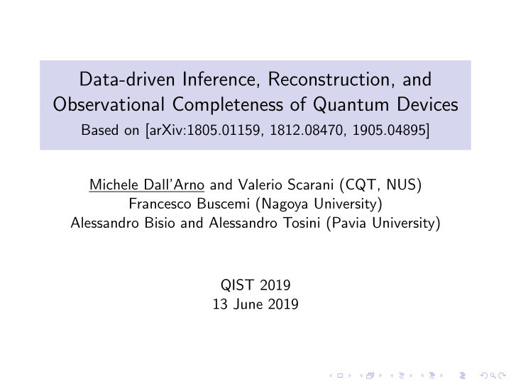 data driven inference reconstruction and observational