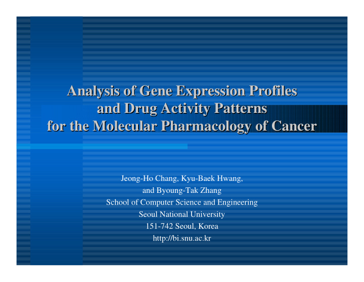 analysis of gene expression profiles analysis of gene