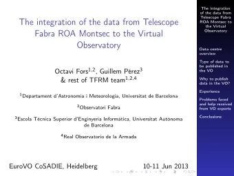 The integration of the data from Telescope  ROA Montsec to  the Virtual  Observatory  Fabra ROA