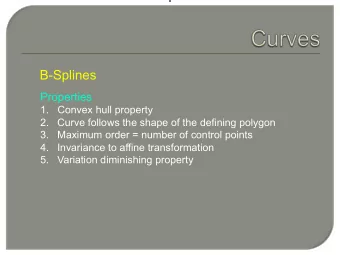 B-Splines Properties  1.   Convex hull property 2. Curve follows the shape of the defining polygon