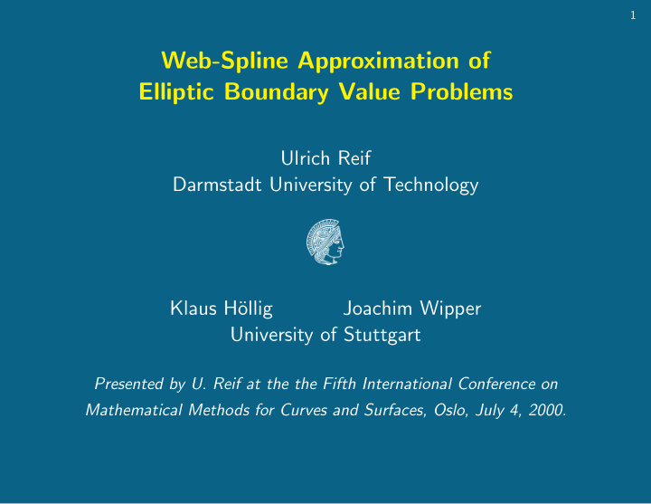 web spline approximation of elliptic boundary value