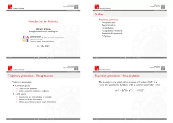 Outline  Trajectory generation  Introduction to Robotics  Recapitulation  Approximation