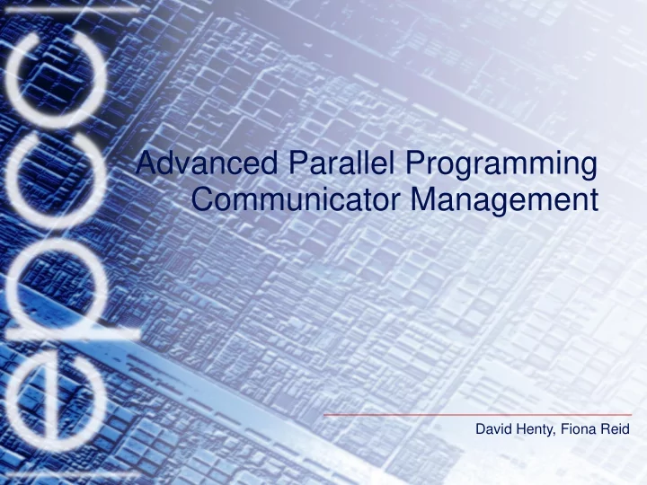 advanced parallel programming