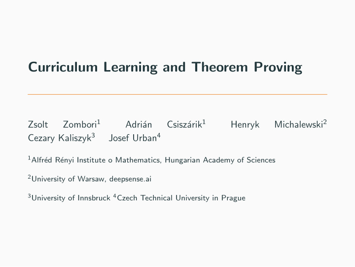 curriculum learning and theorem proving