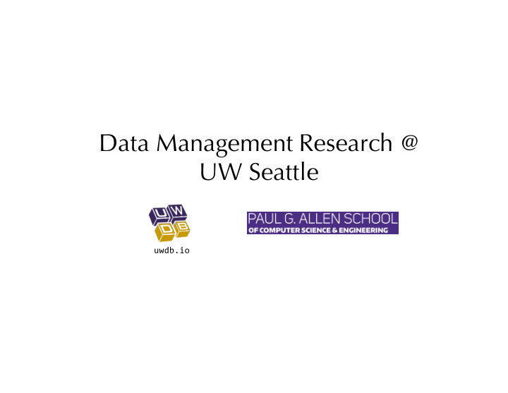 data management research uw seattle