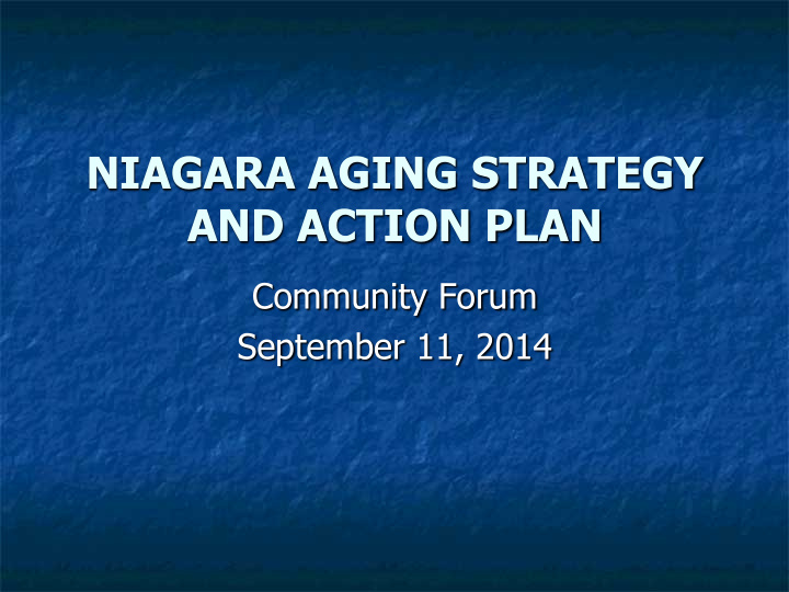 niagara aging strategy and action plan