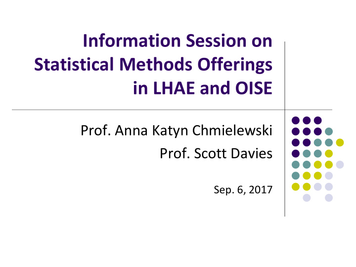 information session on statistical methods offerings in