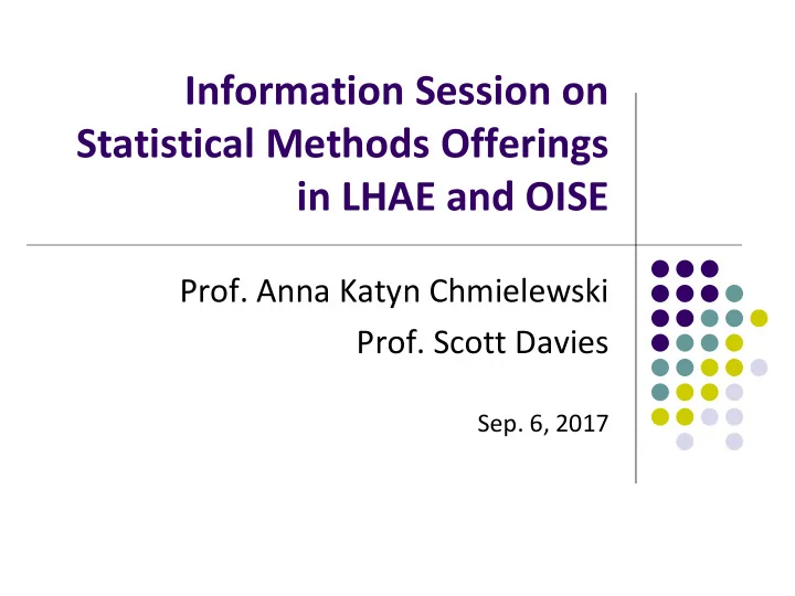 information session on statistical methods offerings in