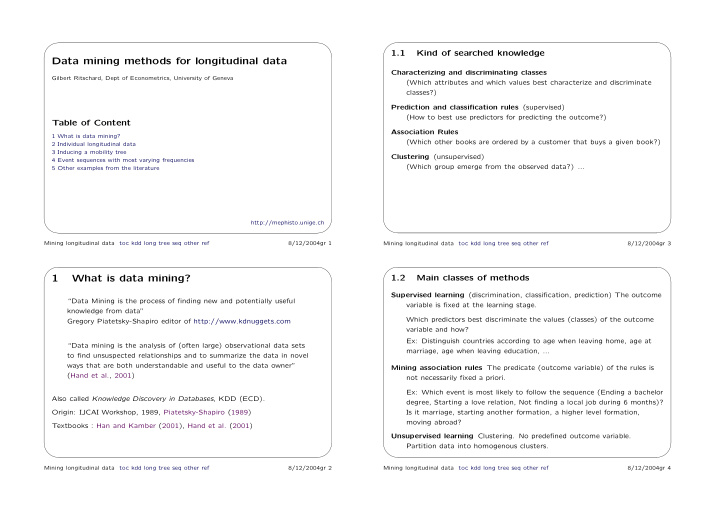 data mining methods for longitudinal data