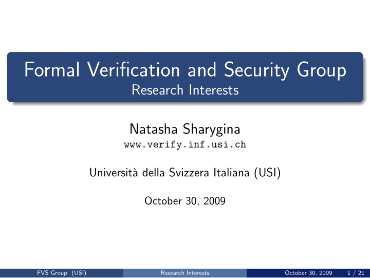 formal verification and security group