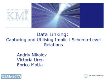 Data Linking:  Capturing and Utilising Implicit Schema-Level  Relations  Andriy Nikolov  Victoria
