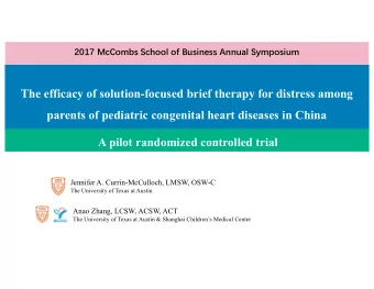 The efficacy of solution-focused brief therapy for distress among  parents of pediatric congenital