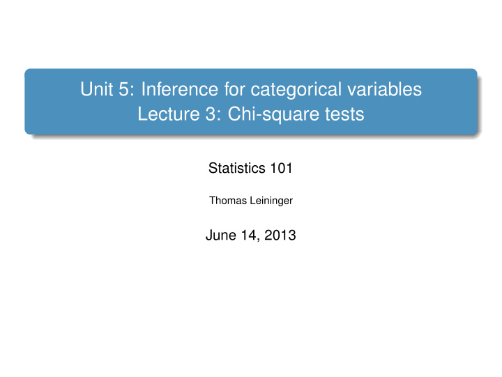 unit 5 inference for categorical variables lecture 3 chi