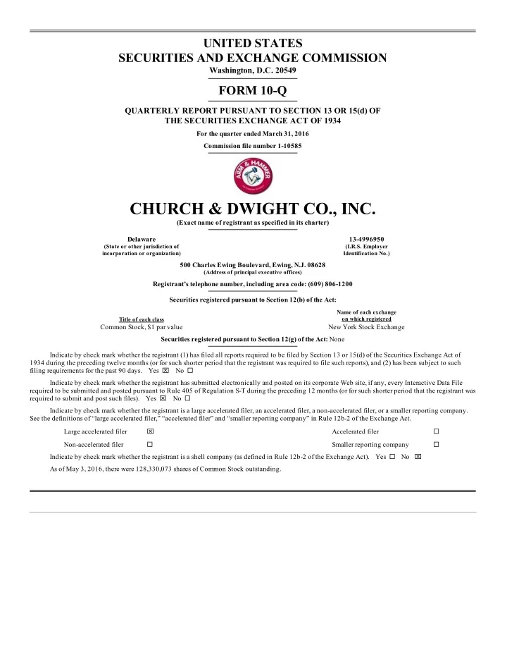 church amp dwight co inc