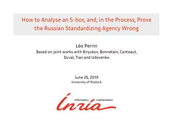 How to Analyse an S-box, and, in the Process, Prove  the Russian Standardizing Agency Wrong  Lo