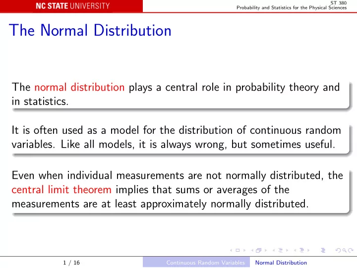 the normal distribution