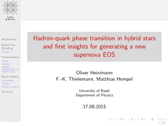Hadron-quark phase transition in hybrid stars  Introduction  Hybrid Star  and first insights for