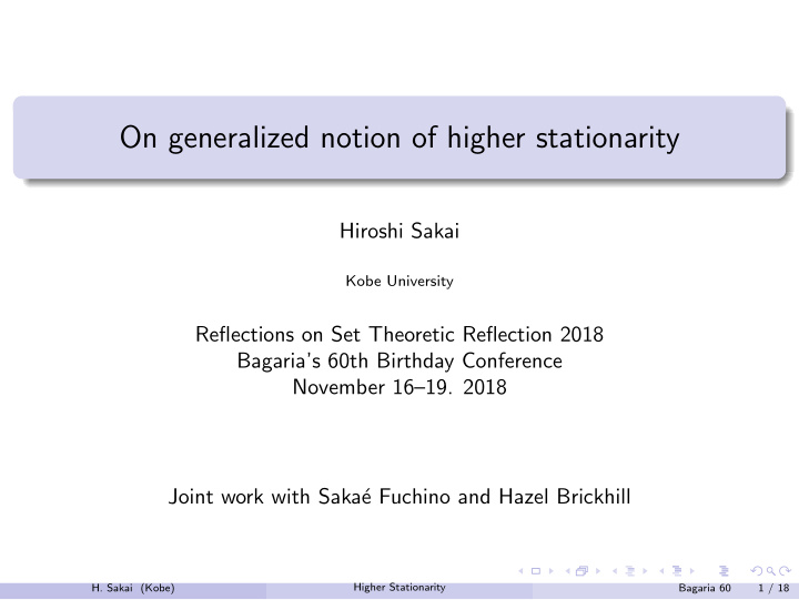 on generalized notion of higher stationarity