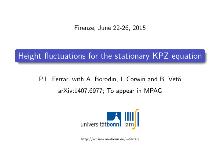 height fluctuations for the stationary kpz equation