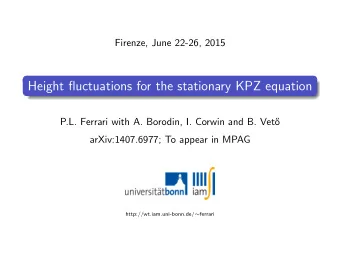 Height fluctuations for the stationary KPZ equation  P.L. Ferrari with A. Borodin, I. Corwin and B.