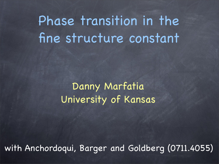 phase transition in the fine structure constant