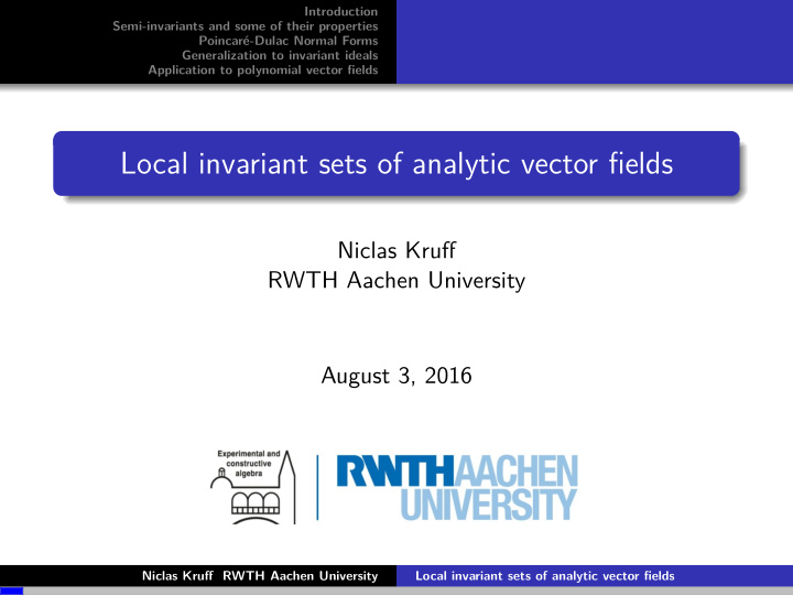 local invariant sets of analytic vector fields