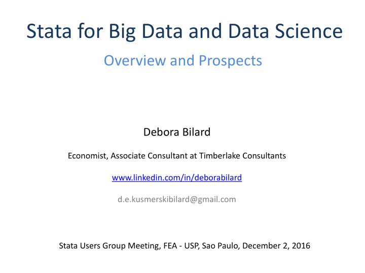 stata for big data and data science