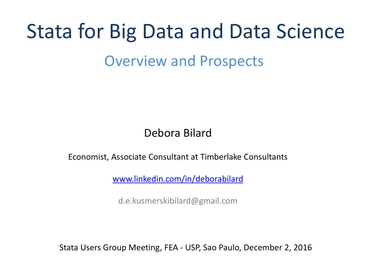 stata for big data and data science
