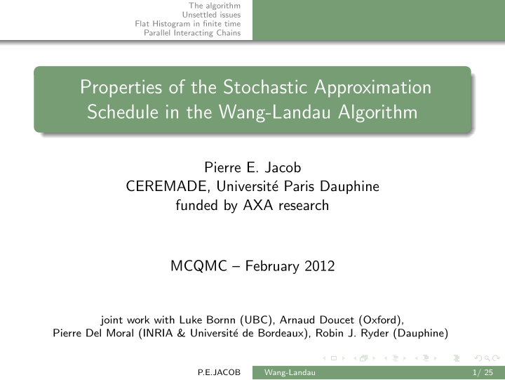properties of the stochastic approximation schedule in