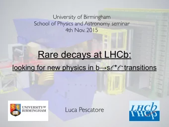 Rare decays at LHCb:   looking for new physics in b  s  +  - transitions Luca