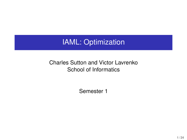iaml optimization