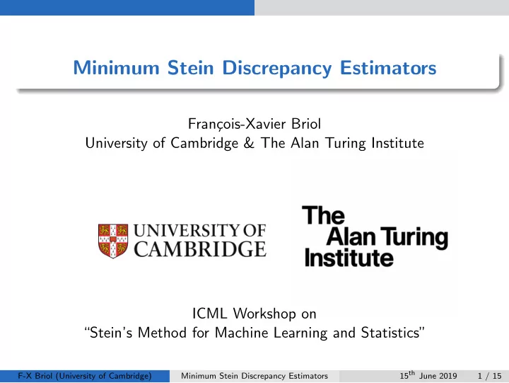minimum stein discrepancy estimators