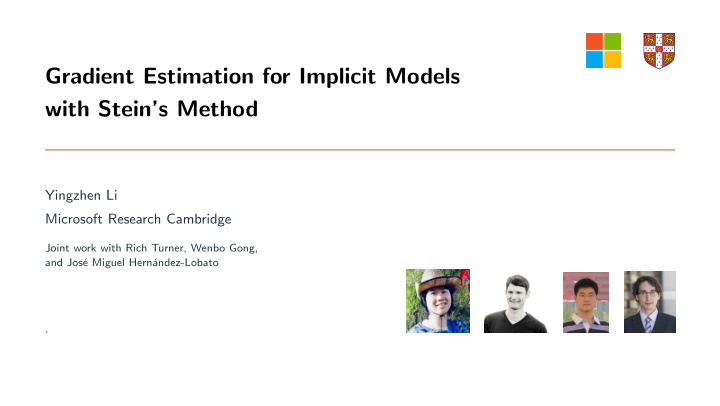 gradient estimation for implicit models with stein s