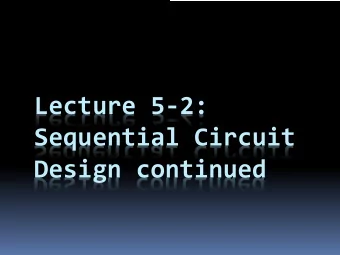 Lecture 5-2:  Sequential Circuit  Design continued  FSM design  Design steps for FSM:  Draw state