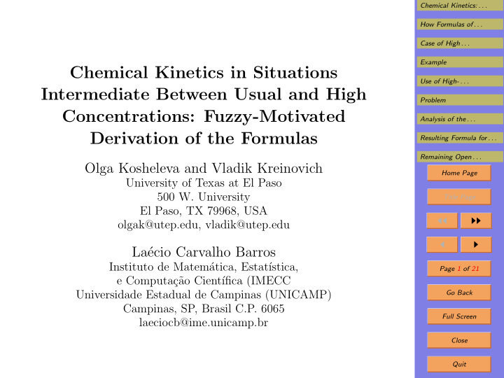 chemical kinetics in situations