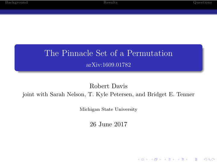 the pinnacle set of a permutation