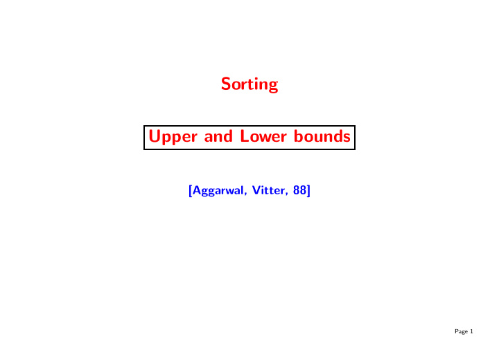 sorting upper and lower bounds
