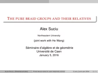 Alex Suciu  Northeastern University  (joint work with He Wang)  Sminaire dalgbre et de