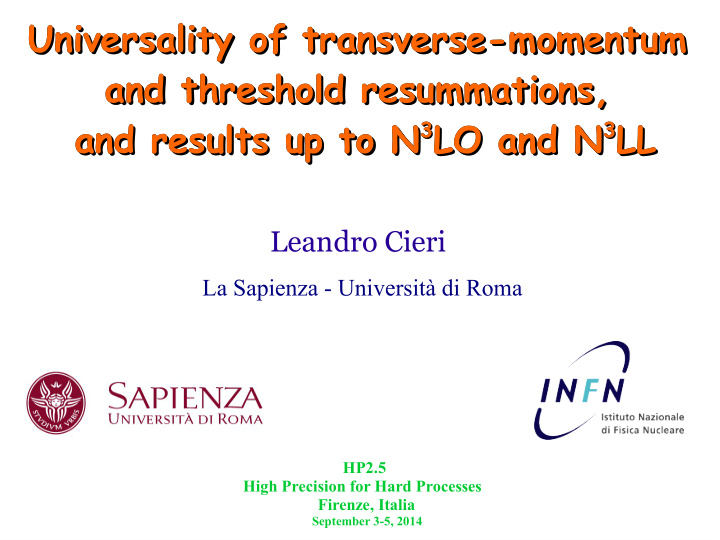 universality of transverse momentum universality of